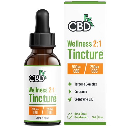 CBDfx 500mg CBD + CBG Oil Wellness Tincture Oil (Broad Spectrum)